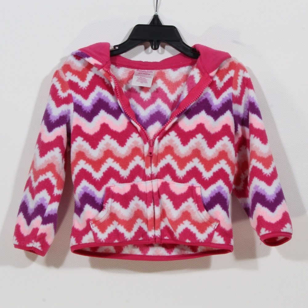 Garanimals Zig Zag Dark Pink Chevron Girls Zip Up Hoodie Size 2T